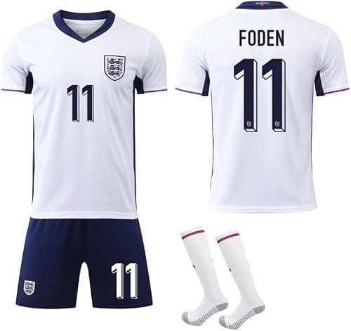 2024-2025 England Home FODEN #11 Official Replica Jersey Kit - Men's, Youth & Kids Soccer Training Set (T-Shirt, Shorts, Socks Combo) - Breathable Football Sports Outfit -White on Amazon.ae - Price Tracker