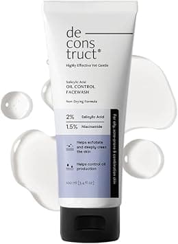 Deconstruct Salicylic Acid Oil Control Face Wash | 0.5% Salicylic Acid +1% Niacinamide | Fragrance-free Face Wash for Oily, Acne & Pimple Prone Skin | pH Balanced & SLS & Paraben Free| 100 ml - Best Deal Finder