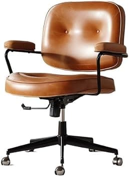 Brown Desk Chair and Desk, Leather Chair Office Ergonomic Office Chair with Arms, 360 Swivel Tiltable Back, Height Adjustable Computer Chair for Home Office on Amazon.ae - Price Tracker