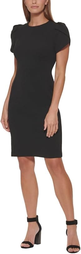 Calvin Klein Women's Tulip Short Sleeve Scuba Crepe Mini Dress Dress - Best Deal Finder