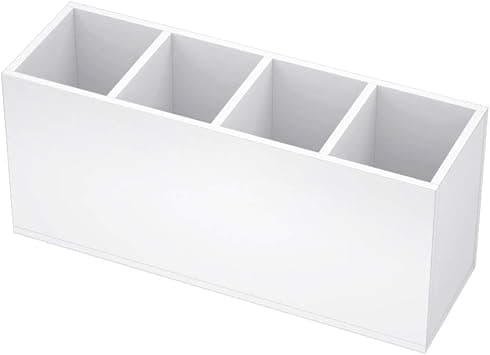 NIUBEE Acrylic Pen Holder 4 Compartments, White Pencil Organizer Cup for Countertop Desk Accessory Storage (White) على Amazon.ae - متتبع الأسعار