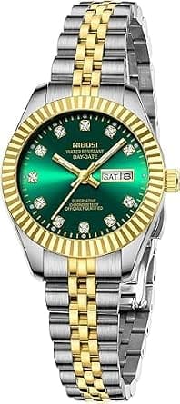 NIBOSI Women's Watches Analogue Quartz Stainless Steel Dial with Day Date Luminous Waterproof Petite Classic Luxury Diamond Elegant Dress Women's Watch for Small Wrists على أمازون - دليلك لأفضل العروض