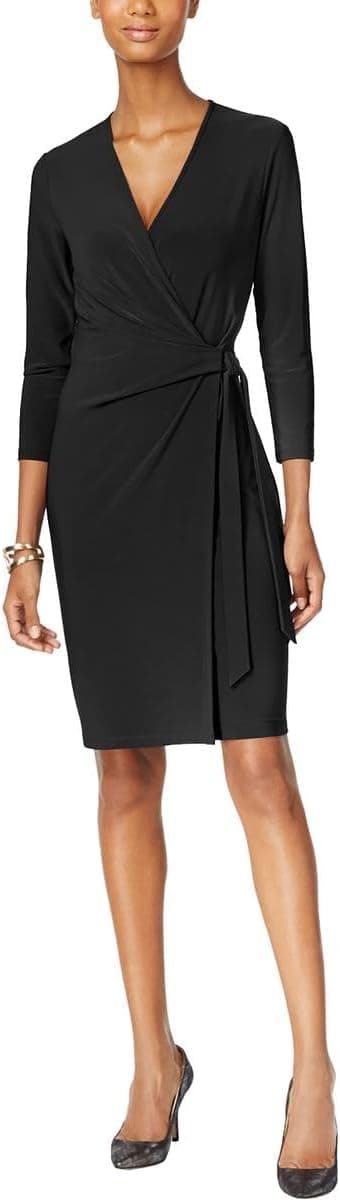 Anne Klein Women's Classic V-Neck Faux Wrap Dress on Amazon.ae - Price Tracker