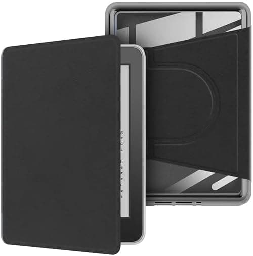 Gruattreay Case Compatible with Kindle Paperwhite (12th Generation) 7 inch 2024, Hybrid Detachable Magnetic 360° Rotation Stand Folio Cover, Hard Clear Back, Auto Wake/Sleep (Black) على Amazon.ae - متتبع الأسعار