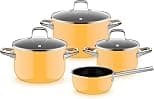 WMF Fusiontec Essential Pro 0521455290 4-Piece Saucepan Set, Durable, Scratch-Resistant Material, Induction Cookers, Suitable for All Types of Cookers, Made in Germany, Mango Yellow - Best Deal Finder
