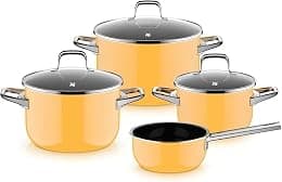 WMF Fusiontec Essential Pro 0521455290 4-Piece Saucepan Set, Durable, Scratch-Resistant Material, Induction Cookers, Suitable for All Types of Cookers, Made in Germany, Mango Yellow - Best Deal Finder
