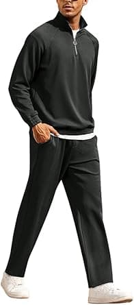 COOFANDY Men's Tracksuit 2 Piece Relaxed Fit Half-zip Sweatsuits Athletic Running Jogging Suit Sets on Amazon.ae - Price Tracker