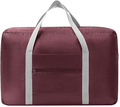 Foldable Travel Duffel Bag for Men & Women, Water-Resistant Nylon Weekender Bag, Lightweight Carry-On Gym Tote with Luggage Strap, for Airport, Sports, Beach Overnight Trips (Light Red) على Amazon.ae - متتبع الأسعار