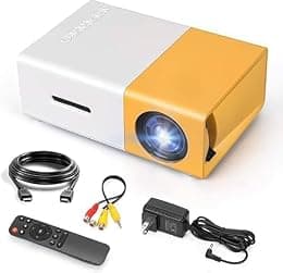 جهاز عرض LED صغير محمول، 1080P HD، مكبر صوت مدمج، منفذ USB، جهاز تحكم عن بعد، للمسرح المنزلي، الحفلات، الاجتماعات (اصفر) (مجدد) - دليلك لأفضل العروض