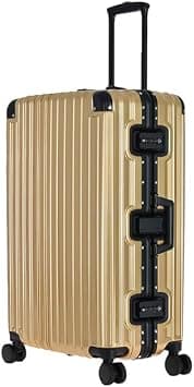 Hardside Luggage Premium New Technology Polycarbonate Material With 4 double Silent Wheels, TSA Approved ANTI Theft Lock Suitcase (Gold, BAKER-B 26 Inch) على Amazon.ae - متتبع الأسعار