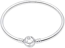 LNQOBU 925 Sterling Silver Snake Chain Bracelet Glossy Women Charm Bracelets for Mother's Day Gift(With one Spacer Beads) - Best Deal Finder