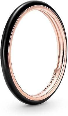 Pandora 14k Rose gold-plated ring with black enamel 189655C01 - Best Deal Finder