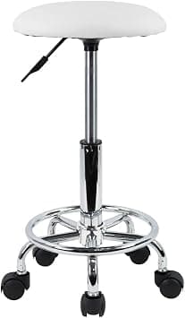 KKTONER Swivel Rolling Stool with Footrest Height Adjustable PU Leather Salon Vanity Spa Massage Office Stool Chair Small (White) on Amazon.ae - Price Tracker