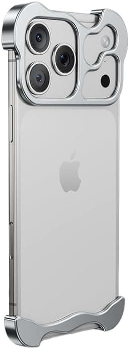 Metal Corner Pad for Iphone 17 Pro, Anti Fall Phone Case for iPhone 17 Pro, Special Shape Frameless Slim, Design with Lens Protective Phone Case (Silver, iPhone 17 Pro) على Amazon.ae - متتبع الأسعار