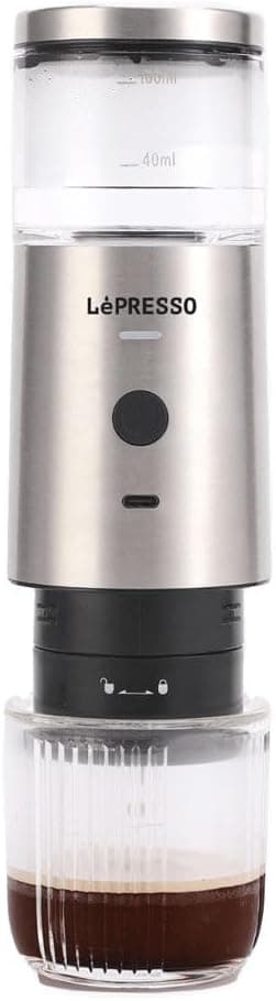 LePresso Portable Espresso Coffee Machine with Thermal Meter, Self-Heating, Travel, Camping Coffee Maker, 80 ml, 15 Bar Extraction Pressure,135W Power, Compatible Original NS (Silver) on Amazon.ae - Price Tracker
