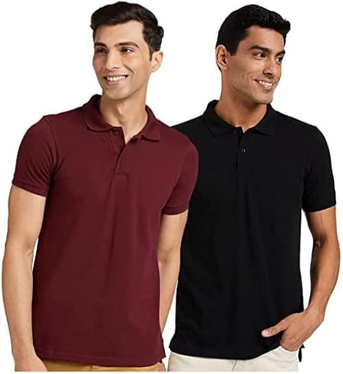 Amazon Brand - Symbol Men's Solid Regular Fit Half Sleeve Polo (Combo Pack of 2) on Amazon.ae - Price Tracker