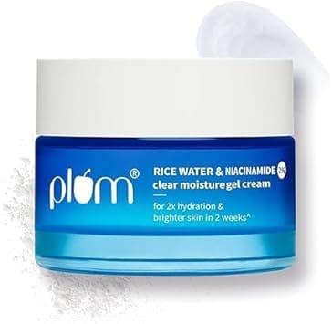 Plum 2% Niacinamide & Rice Water Super Light Gel Cream Moisturizer for Face | Oil-Free Hydration | Brightens, Fades Blemishes | Dermat-Tested | All Skin Types | Women & Men | 100% Vegan | 50 g on Amazon.ae - Price Tracker