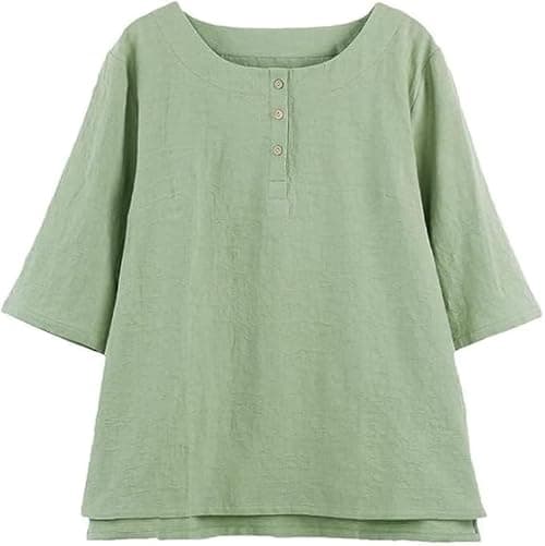 Minibee Women's 3/4 Sleeve Cotton Linen Jacquard Blouses Top T-Shirt on Amazon.ae - Price Tracker