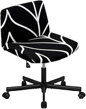 Highdi Armless Wide Office Desk Chair Cover, Printed Fabrics, Adjustable Swivel Wide Seat Chair Cover, Ergonomic Dressing Table (Black Style, 1 Piece) - Amazon.ae Price Tracker