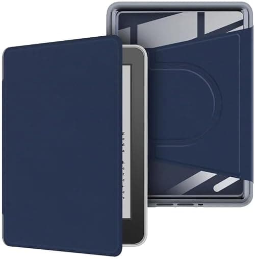 Gruattreay Case Compatible with Kindle Paperwhite (12th Generation) 7 inch 2024, Hybrid Detachable Magnetic 360° Rotation Stand Folio Cover, Hard Clear Back, Auto Wake/Sleep (Dark Blue) على Amazon.ae - متتبع الأسعار