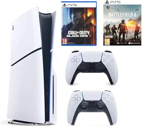 Sony PlayStation 5 Slim Disc with Extra Dualsense White Controller and Battlefield 6 + Call of Duty: Black Ops 7 - International Version على أمازون - دليلك لأفضل العروض