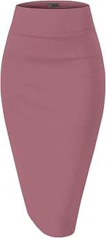 H&C Women Premium Nylon Ponte Stretch Office Pencil Skirt High Waist Made in The USA Below Knee - Best Deal Finder