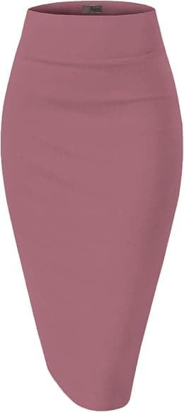 H&C Women Premium Nylon Ponte Stretch Office Pencil Skirt High Waist Made in The USA Below Knee - Best Deal Finder