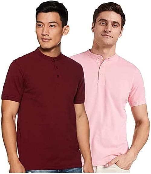 Amazon Brand - Symbol Men's Solid Henley Regular fit Polo (Pack of 2) (Henley-PO2) on Amazon.ae - Price Tracker