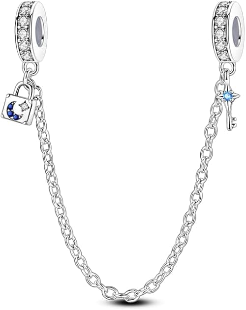 Moon & Stars Padlock Safety Chain Charm, Charm for Bracelet, Compatible with Pandora Bracelet Neckalce on Amazon.ae - Price Tracker