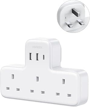 UGREEN 6-in-1 Power Strip Surge Protector Extension Plug Multiple 3 AC Outlet Sockets, Type C Fast Charger 3-USB Ports,Triple UK Plugs Extender Charging Station for Kitchen, Home Office Accessories على Amazon.ae - متتبع الأسعار