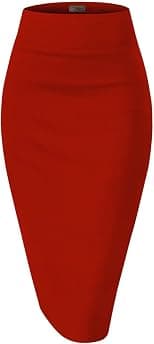 H&C Women Premium Nylon Ponte Stretch Office Pencil Skirt High Waist Made in The USA Below Knee - Best Deal Finder