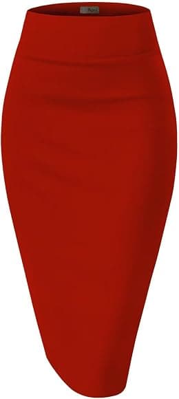 H&C Women Premium Nylon Ponte Stretch Office Pencil Skirt High Waist Made in The USA Below Knee - Best Deal Finder