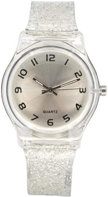 WATCHs - Silicone Strap Watches Women Glitter Fashion Women Quartz Watch Silicone Strap Glitter Round Dial Girl Casual W on Amazon.ae - Price Tracker