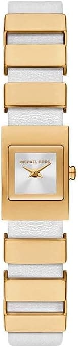 Michael Kors MK4899 Darrington Two-Hand Leather Band Watch for Women, 14.5 mm Size, White/Gold Tone/White - Best Deal Finder