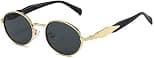 Retro Oval Gold Sunglasses for Women and Men | Small Round Vintage 90s Style | Metal Frame UV400 Protection - Best Deal Finder