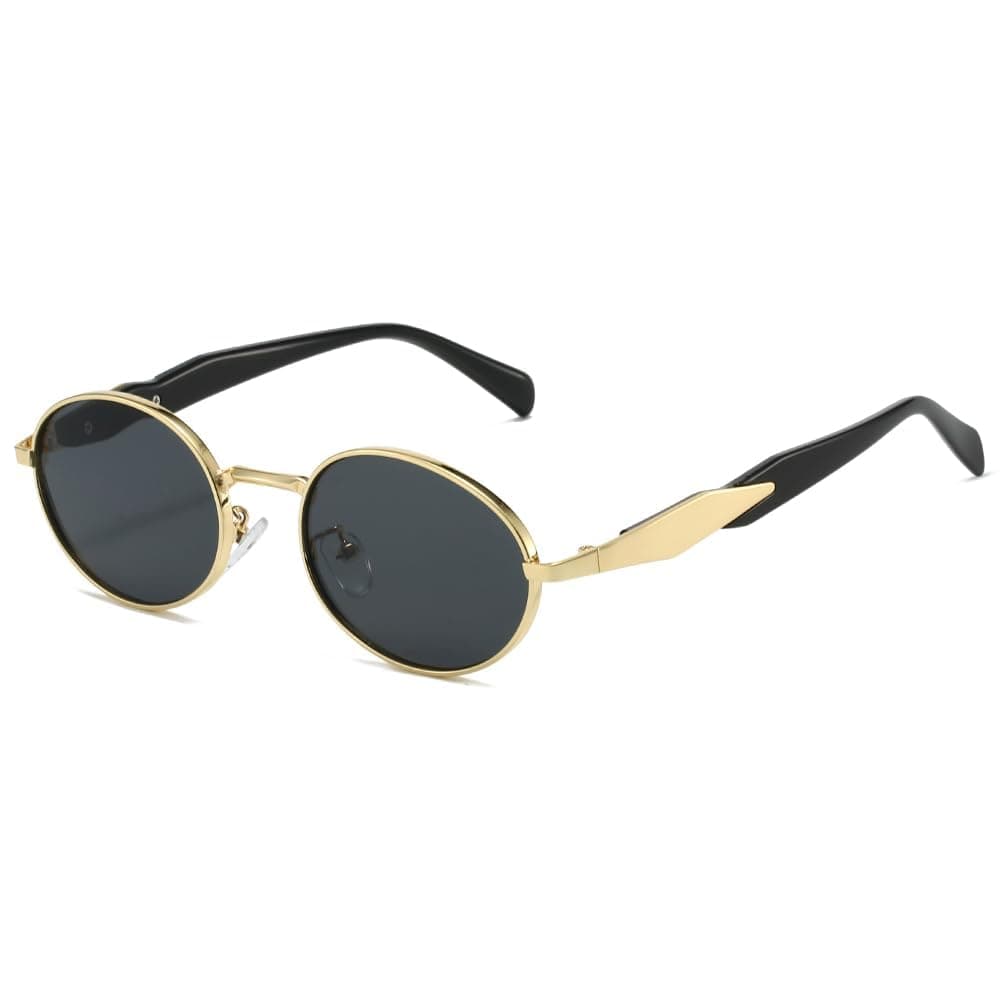Retro Oval Gold Sunglasses for Women and Men | Small Round Vintage 90s Style | Metal Frame UV400 Protection on Amazon.ae - Price Tracker