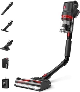 Hoover HomePro Plus Cordless Stick Vacuum Cleaner, 45 Min Runtime, HairWrap Resist, FlexiClean Pole, LED Lights, Black/Red (CLSV-HPMT) - متتبع أسعار Amazon.sa