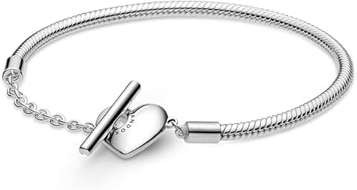 Heart T-Bar Closure Snake Chain Pandora Moments Bracelet - Sterling Silver Charm Bracelet for Women - Compatible Moments Charms - Gift for Her - 19 cm Mother's day Jewelry, BR-2005 on Amazon.ae - Price Tracker
