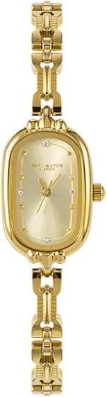 CARLIEN Women Vintage Petite Bracelet Gold Dainty Watch Small Oval Analog Quartz Watch Luxury Waterproof Ladies Diamonds Wristwatch - Best Deal Finder