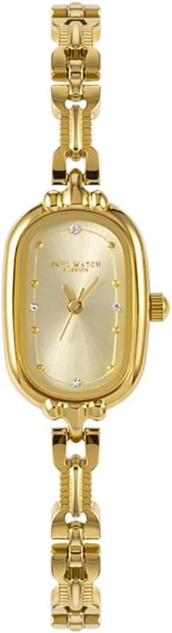 CARLIEN Women Vintage Petite Bracelet Gold Dainty Watch Small Oval Analog Quartz Watch Luxury Waterproof Ladies Diamonds Wristwatch - Best Deal Finder