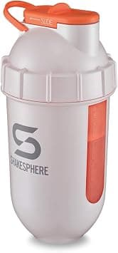 ShakeSphere Tumbler VIEW: Protein Shaker Bottle Smoothie Cup with Clear Window, 24 oz - Bladeless Blender Cup Purees Fruit, No Mixing Ball - Drink Powder Shake Mixer for Pre Workout, Gym (Pearl White) - Best Deal Finder