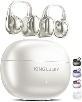 King Lucky Wireless Bluetooth 5.4 Clip On Earbuds with Microphone, 50 Hours Playtime, Noise Cancelling, Waterproof, Comfortable for Small Ears and Glasses Wearers, Sport (White) on Amazon.ae - Price Tracker
