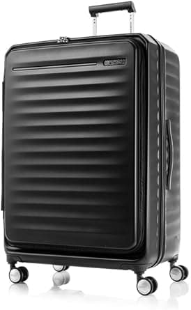 American Tourister Frontec, Check-In Size 79 cm / 29 inch, 4 Spinner Wheels, Polycarbonate, Black|Expandable|Book Opening|Shock Absorbing Wheels|TSA 008 Lock|Security Zipper- 3 Years Global Warranty on Amazon.ae - Price Tracker