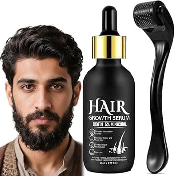 5% Minoxidil Hair Growth Serum Kit With Derma Roller,Minoxidil For Men and Women Hair Beard,2.02 oz Biotin Regrowth Serum Treatment For Getting Thicker Healthier Hair on Amazon - Best Deal Finder
