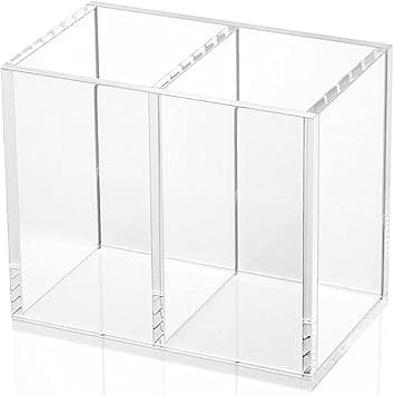 NIUBEE Acrylic Pen Holder 2 Compartments, Clear Pencil Organizer Cup for Countertop Desk Accessory Storage على Amazon.ae - متتبع الأسعار