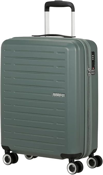 American Tourister Aerojoy Suitcase, Cabin Size 55 cm / 20 inch, 4 Wheels, Hard Top, ABS, Dark Forest|TSA Lock|Inner Mesh Zippered Divider|Cross Ribbons|Lightweight - 3 Years International Warranty on Amazon.ae - Price Tracker