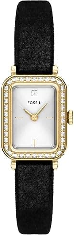 Fossil ES5437 Raquel Analog Wrist Watch for Women, 18 mm Case Size, Gold-Tone/Velvet Black - متتبع أسعار Amazon.sa