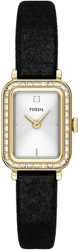 Fossil ES5437 Raquel Analog Wrist Watch for Women, 18 mm Case Size, Gold-Tone/Velvet Black - متتبع أسعار Amazon.sa