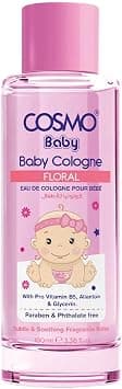 Cosmo Baby Cologne Floral 100ml, Eau De Cologne, Enriched With Pro Vitamin B5 & Glycerin, Long Lasting, Fragrances, Perfect For Your Baby's Delicate Skin, All Day Fresh, Paraben & Phthalate Free على Amazon.ae - متتبع الأسعار