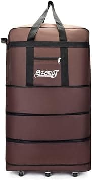YU WELL Expandable Rolling Duffle Bag Wheeled Luggage Foldable Suitcase (Duffle Bag/Wheels, Brown, Large/3 Layer) على Amazon.ae - متتبع الأسعار
